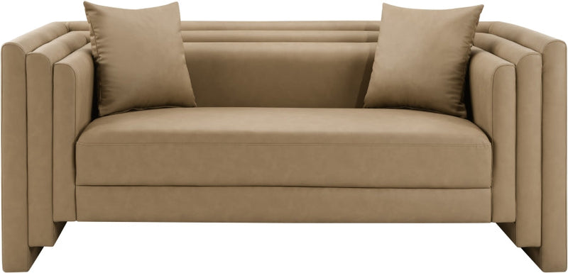 Everett 67" Vegan Leather Upholstered Loveseat in Natural - 44067Tan-L