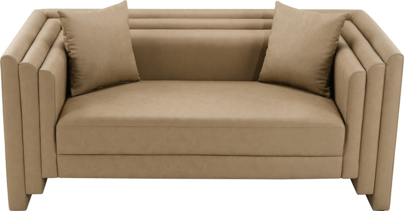Everett 67" Vegan Leather Upholstered Loveseat in Natural - 44067Tan-L