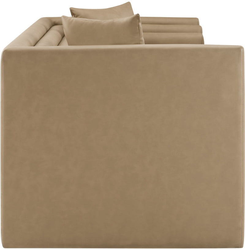 Everett 67" Vegan Leather Upholstered Loveseat in Natural - 44067Tan-L