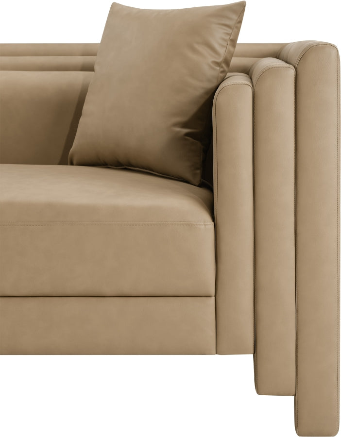 Everett 67" Vegan Leather Upholstered Loveseat in Natural - 44067Tan-L