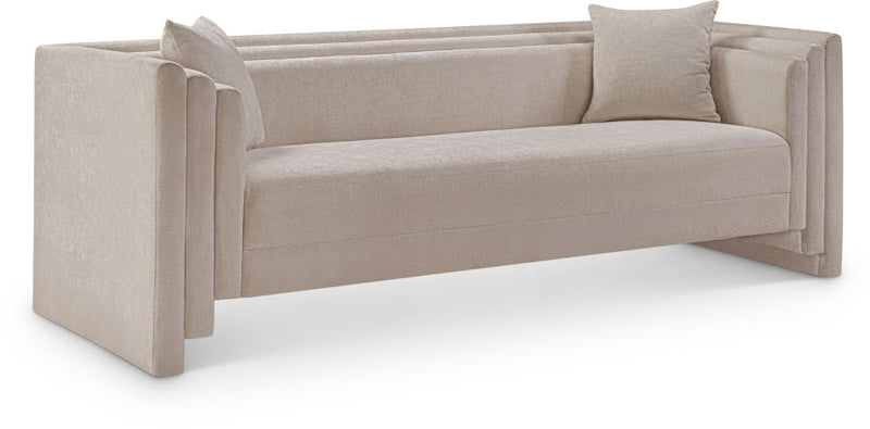 Everett 88.5" Chenille Fabric Upholstered Sofa in Beige - 44068Beige-S