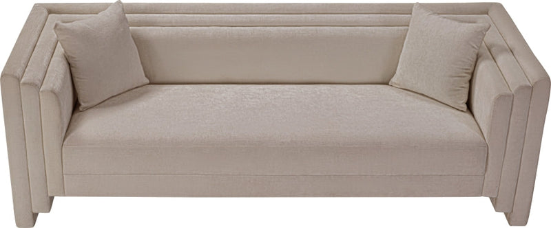 Everett 88.5" Chenille Fabric Upholstered Sofa in Beige - 44068Beige-S