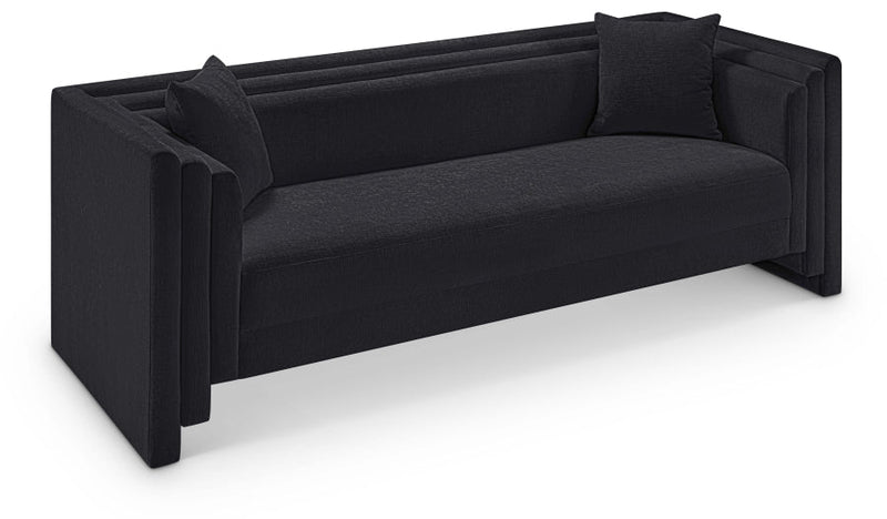 Everett 88.5" Chenille Fabric Upholstered Sofa in Black - 44068Black-S