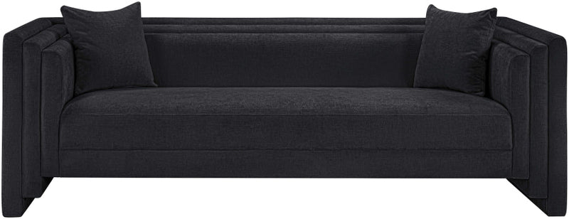 Everett 88.5" Chenille Fabric Upholstered Sofa in Black - 44068Black-S