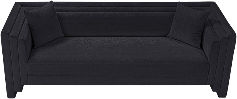 Everett 88.5" Chenille Fabric Upholstered Sofa in Black - 44068Black-S