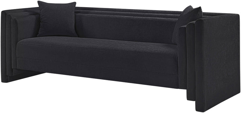 Everett 88.5" Chenille Fabric Upholstered Sofa in Black - 44068Black-S