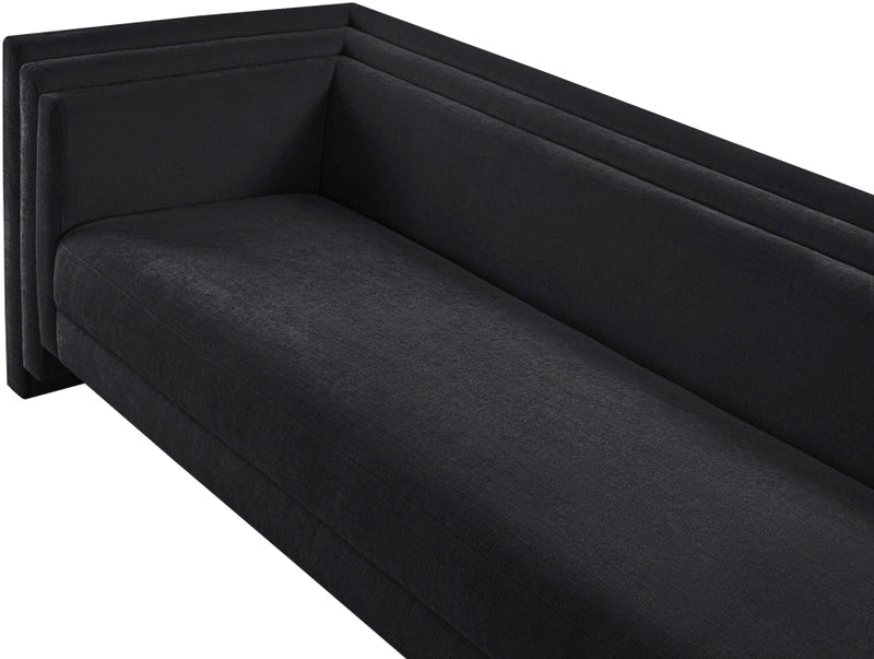 Everett 88.5" Chenille Fabric Upholstered Sofa in Black - 44068Black-S
