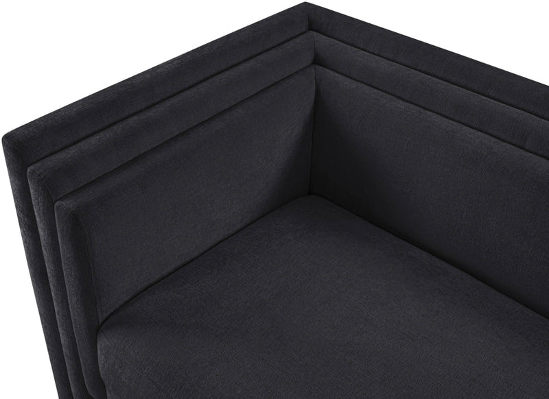 Everett 88.5" Chenille Fabric Upholstered Sofa in Black - 44068Black-S