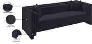 Everett 88.5" Chenille Fabric Upholstered Sofa in Black - 44068Black-S