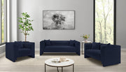 Everett 88.5" Chenille Fabric Upholstered Sofa in Blue - 44068Navy-S