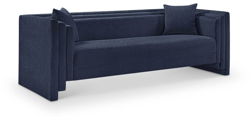 Everett 88.5" Chenille Fabric Upholstered Sofa in Blue - 44068Navy-S