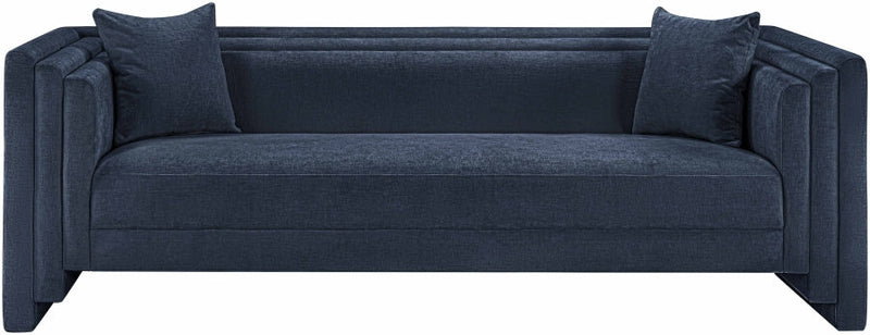 Everett 88.5" Chenille Fabric Upholstered Sofa in Blue - 44068Navy-S