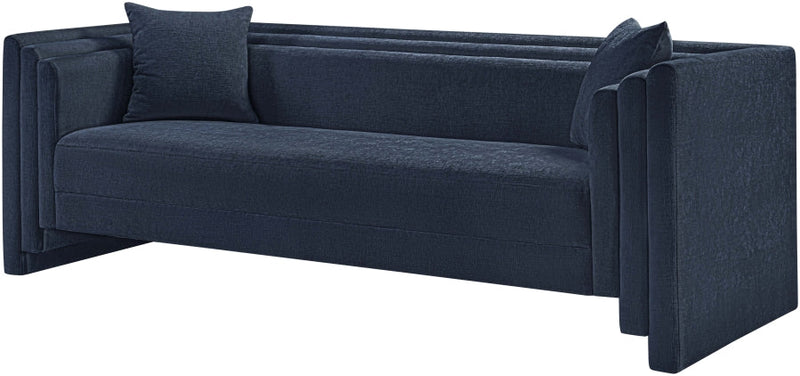 Everett 88.5" Chenille Fabric Upholstered Sofa in Blue - 44068Navy-S