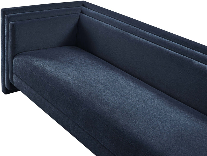 Everett 88.5" Chenille Fabric Upholstered Sofa in Blue - 44068Navy-S