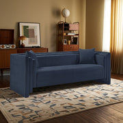 Everett 88.5" Chenille Fabric Upholstered Sofa in Blue - 44068Navy-S