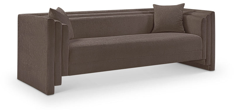 Everett 88.5" Chenille Fabric Upholstered Sofa in Brown - 44068Brown-S