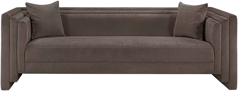 Everett 88.5" Chenille Fabric Upholstered Sofa in Brown - 44068Brown-S