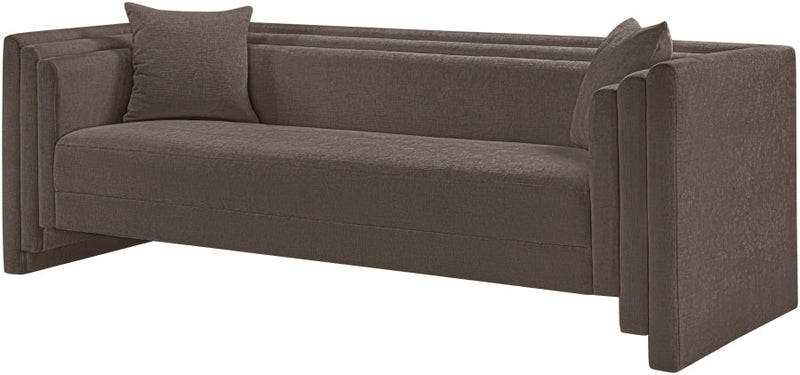 Everett 88.5" Chenille Fabric Upholstered Sofa in Brown - 44068Brown-S