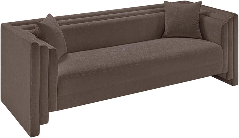Everett 88.5" Chenille Fabric Upholstered Sofa in Brown - 44068Brown-S