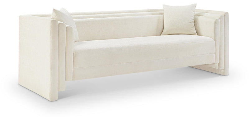 Everett 88.5" Chenille Fabric Upholstered Sofa in Cream - 44068Cream-S