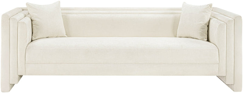 Everett 88.5" Chenille Fabric Upholstered Sofa in Cream - 44068Cream-S