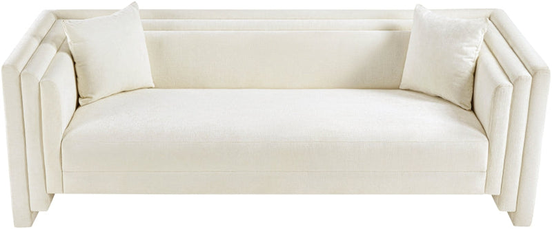 Everett 88.5" Chenille Fabric Upholstered Sofa in Cream - 44068Cream-S
