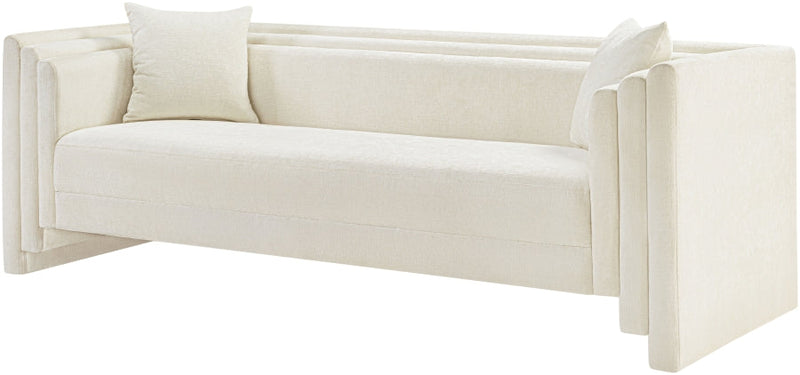 Everett 88.5" Chenille Fabric Upholstered Sofa in Cream - 44068Cream-S