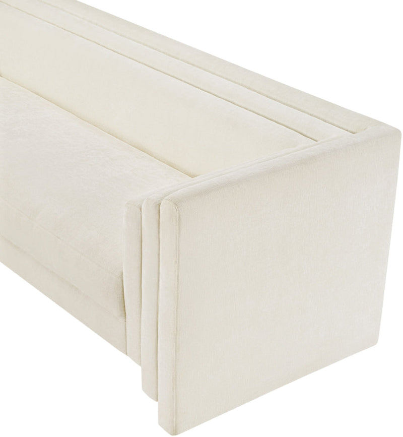 Everett 88.5" Chenille Fabric Upholstered Sofa in Cream - 44068Cream-S