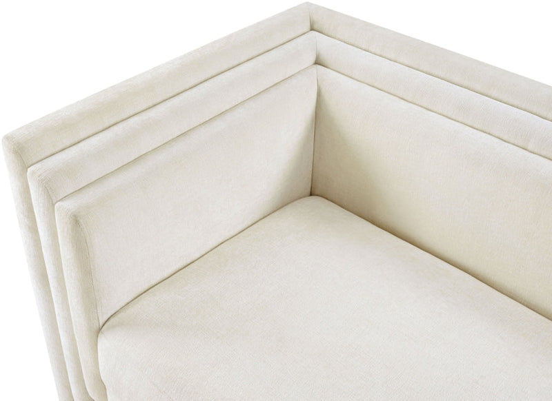 Everett 88.5" Chenille Fabric Upholstered Sofa in Cream - 44068Cream-S