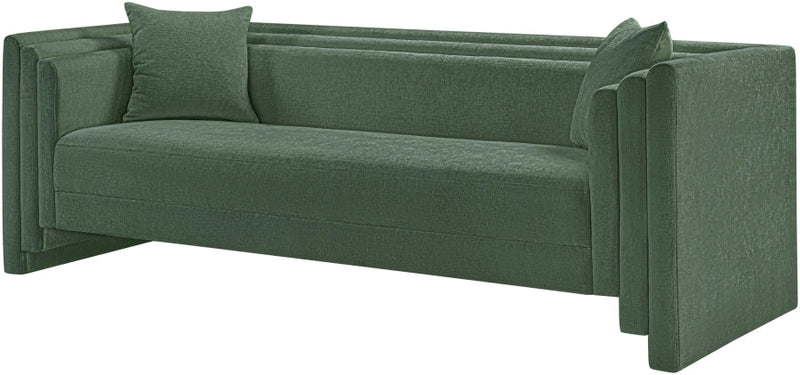 Everett 88.5" Chenille Fabric Upholstered Sofa in Green - 44068Green-S