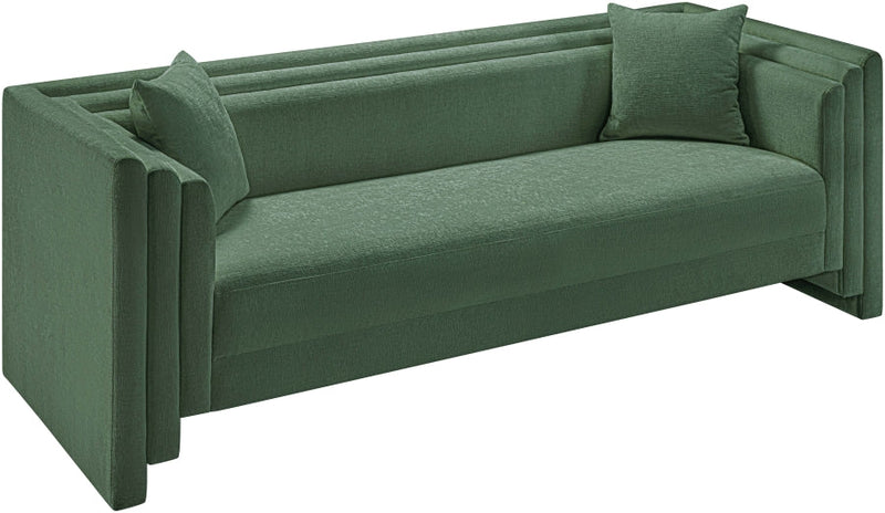 Everett 88.5" Chenille Fabric Upholstered Sofa in Green - 44068Green-S