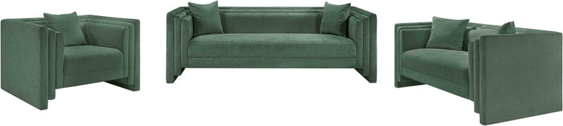 Everett 88.5" Chenille Fabric Upholstered Sofa in Green - 44068Green-S