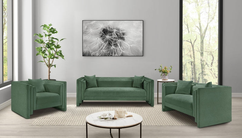 Everett 88.5" Chenille Fabric Upholstered Sofa in Green - 44068Green-S