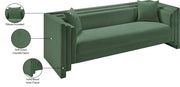Everett 88.5" Chenille Fabric Upholstered Sofa in Green - 44068Green-S