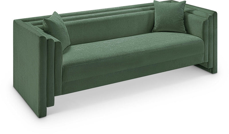 Everett 88.5" Chenille Fabric Upholstered Sofa in Green - 44068Green-S