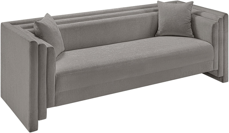 Everett 88.5" Chenille Fabric Upholstered Sofa in Grey - 44068Grey-S