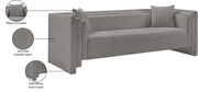 Everett 88.5" Chenille Fabric Upholstered Sofa in Grey - 44068Grey-S