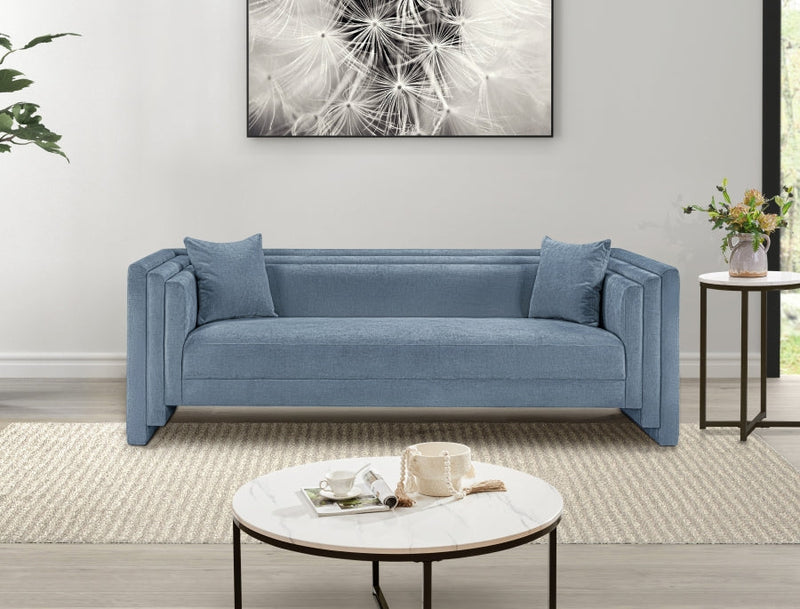 Everett 88.5" Chenille Fabric Upholstered Sofa in Light Blue - 44068LtBlu-S