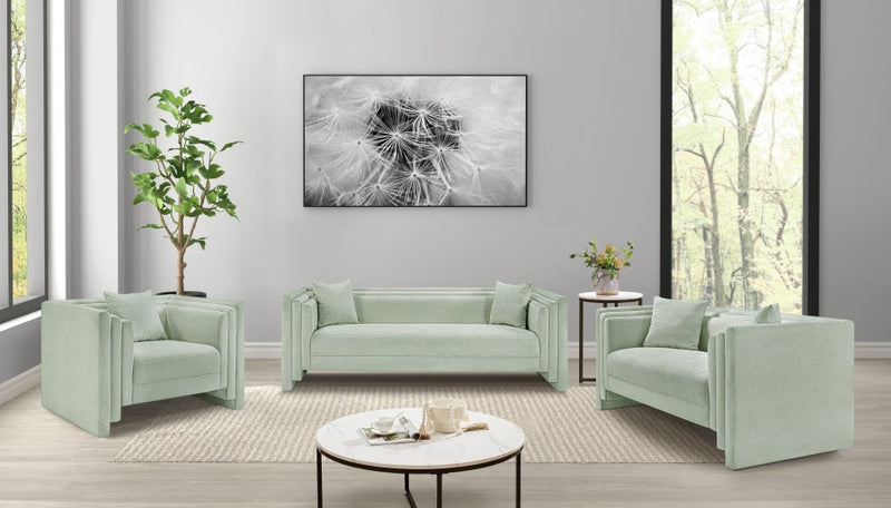 Everett 88.5" Chenille Fabric Upholstered Sofa in Mint - 44068Mint-S