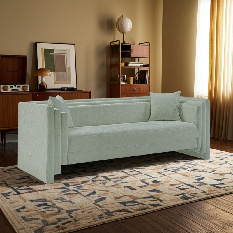 Everett 88.5" Chenille Fabric Upholstered Sofa in Mint - 44068Mint-S