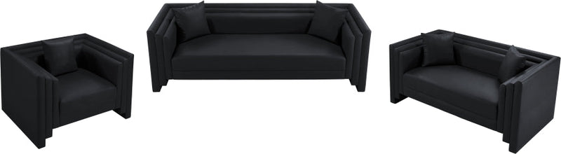 Everett 88.5" Vegan Leather Upholstered Sofa in Black - 44067Black-S