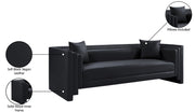 Everett 88.5" Vegan Leather Upholstered Sofa in Black - 44067Black-S
