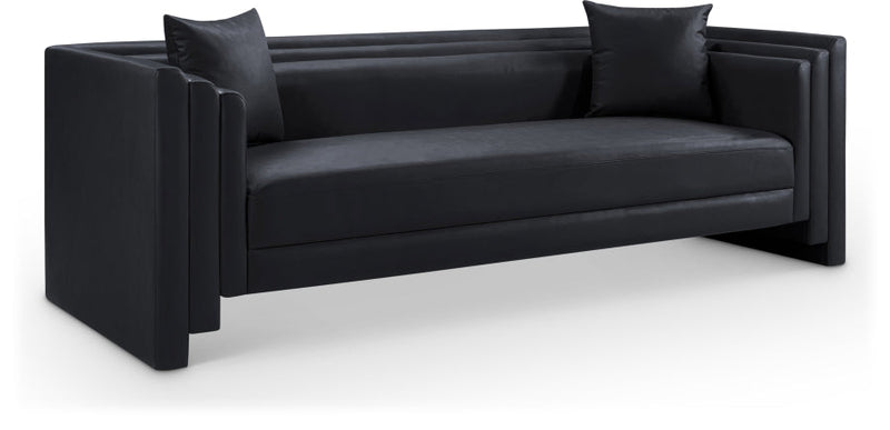 Everett 88.5" Vegan Leather Upholstered Sofa in Black - 44067Black-S