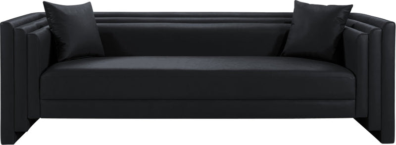 Everett 88.5" Vegan Leather Upholstered Sofa in Black - 44067Black-S