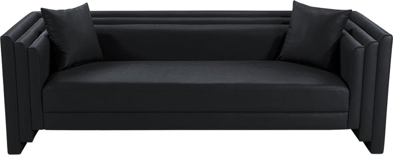 Everett 88.5" Vegan Leather Upholstered Sofa in Black - 44067Black-S