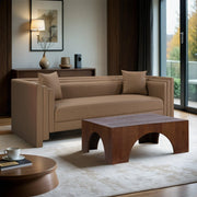 Everett 88.5" Vegan Leather Upholstered Sofa in Brown - 44067Brown-S