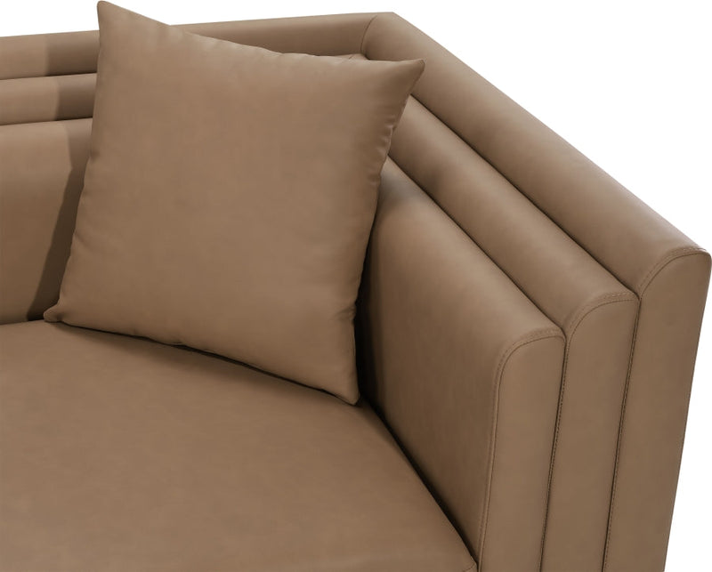 Everett 88.5" Vegan Leather Upholstered Sofa in Brown - 44067Brown-S