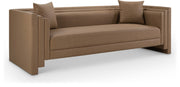 Everett 88.5" Vegan Leather Upholstered Sofa in Brown - 44067Brown-S