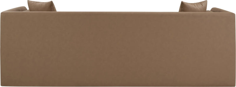 Everett 88.5" Vegan Leather Upholstered Sofa in Brown - 44067Brown-S