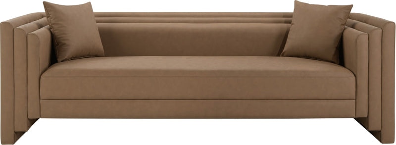 Everett 88.5" Vegan Leather Upholstered Sofa in Brown - 44067Brown-S